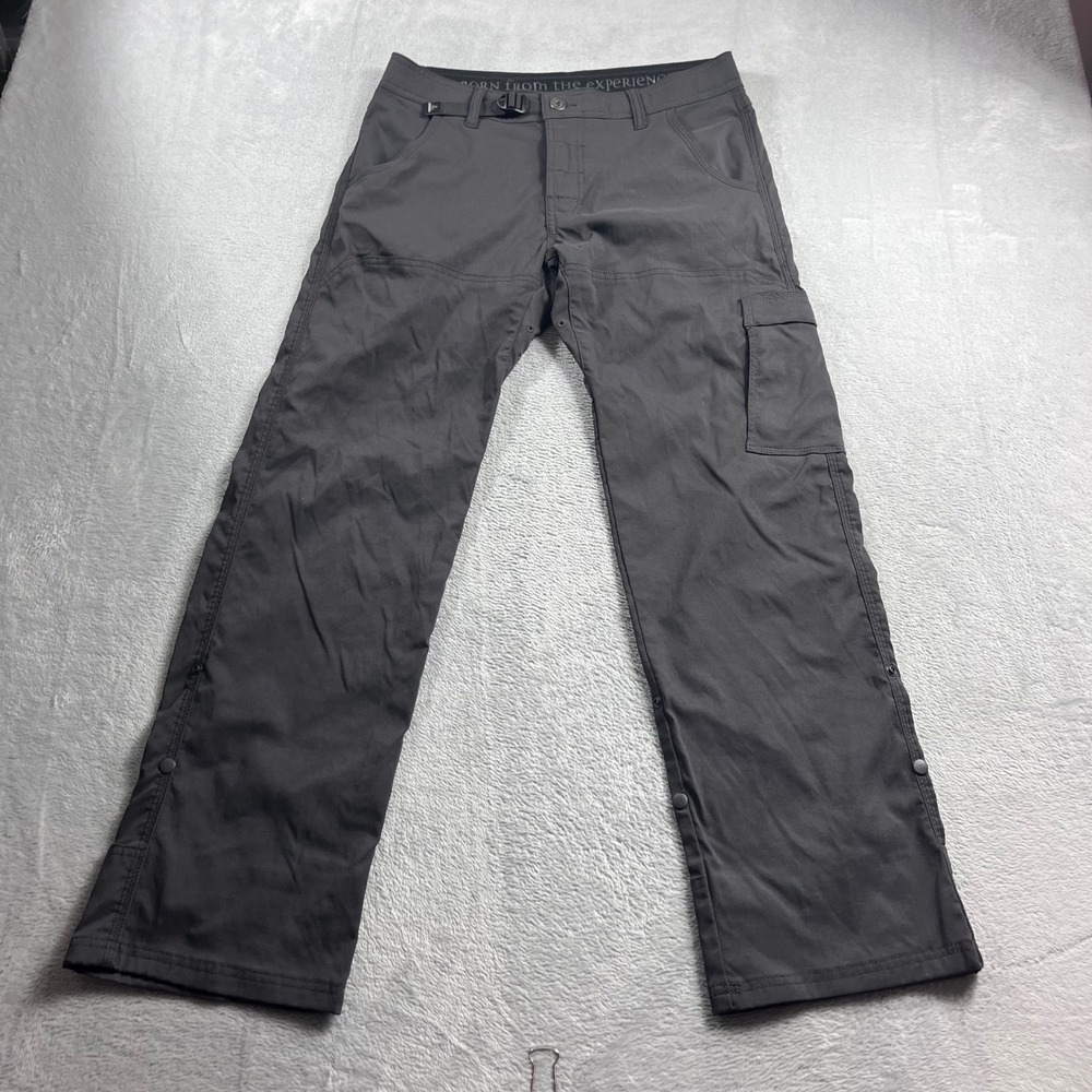 Prana Zion Mens Charcoal Gray Hiking Cargo Pants 30x30 Roll Up Leg Climbing